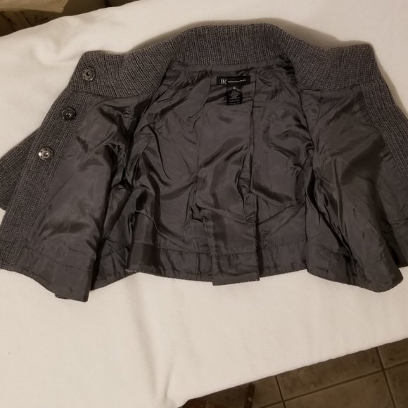 I-N-C Women’s Heavy Wool Grey Cropped Pea Coat – size M - Picture 12 of 15